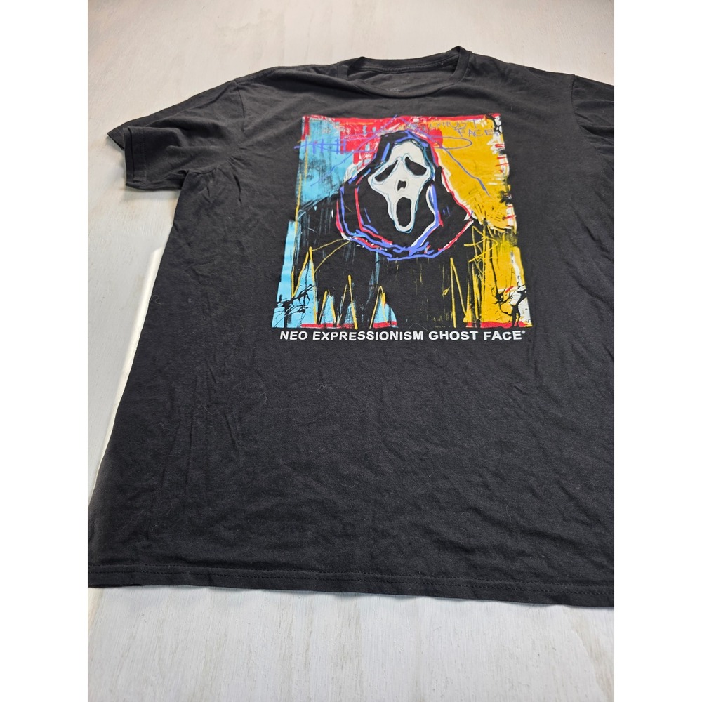 Ghost Face Neo Expressionism Graphic Tee Mens XL Black Scream Horror Shirt Y2K